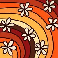 retro abstract tekening bloemen regenboog vector