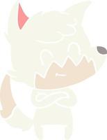 vlak kleur stijl tekenfilm gelukkig vos vector