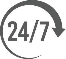 24 uren een dag, 7 dagen een week ondersteuning gemakkelijk lijn icoon, symbool, element geïsoleerd Aan wit achtergrond. vector