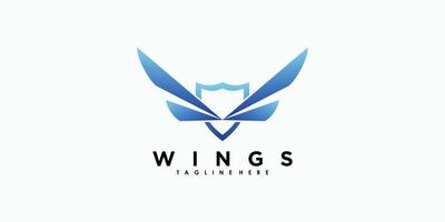 Vleugels logo ontwerp met illustratie premie vector