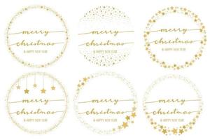 gouden ster krans met hand- geschreven vrolijk Kerstmis schoonschrift vector