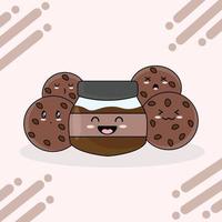 vier koekjes en chocola nutella vector