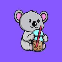 schattig koala drinken boba melk thee tekenfilm vector pictogrammen illustratie. vlak tekenfilm concept. geschikt voor ieder creatief project.