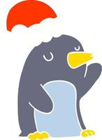 schattig vlak kleur stijl tekenfilm Kerstmis pinguïn vector