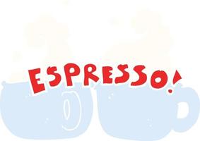 vlak kleur illustratie van een tekenfilm espresso vector