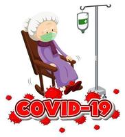 coronavirus thema met oude vrouw die ziek is vector