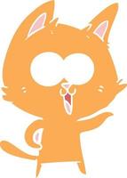 grappige cartoon kat in effen kleur vector