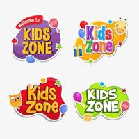 kids zone en speelkamer label set vector