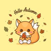 schattig herfst vos mascotte illustratie vector