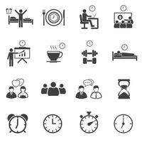 zakelijke tijd en dagelijkse routine iconen vector
