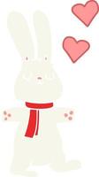 vlak kleur stijl tekenfilm konijn in liefde vector