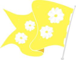 vlak kleur illustratie van een tekenfilm bloem vlag vector