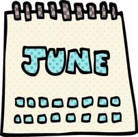 tekenfilm tekening kalender tonen maand van juni vector