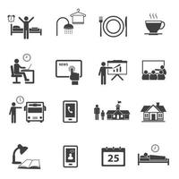 zakelijke tijd en dagelijkse routine icon set vector