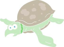 vlak kleur illustratie van een tekenfilm schildpad vector