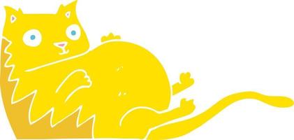 vlak kleur illustratie van een tekenfilm dik kat vector