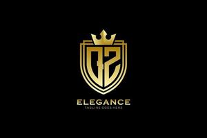 eerste qz elegant luxe monogram logo of insigne sjabloon met scrollt en Koninklijk kroon - perfect voor luxueus branding projecten vector