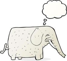 tekenfilm groot olifant met gedachte bubbel vector
