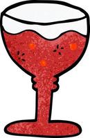 cartoon doodle rode wijnglas vector