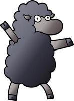 cartoon doodle zwart schaap vector