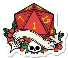 natuurlijk een d20 Dobbelsteen rollen sticker vector