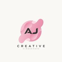 aj eerste brief logo icoon ontwerp sjabloon elementen met Golf kleurrijk vector