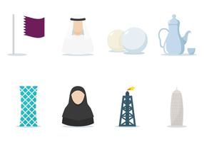 Qatar flat icon set vector