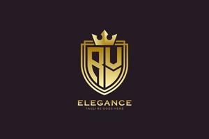 eerste rv elegant luxe monogram logo of insigne sjabloon met scrollt en Koninklijk kroon - perfect voor luxueus branding projecten vector