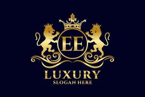 eerste ee brief leeuw Koninklijk luxe logo sjabloon in vector kunst voor luxueus branding projecten en andere vector illustratie.