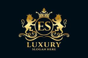 eerste es brief leeuw Koninklijk luxe logo sjabloon in vector kunst voor luxueus branding projecten en andere vector illustratie.