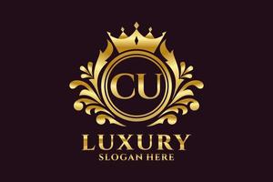 eerste cu brief Koninklijk luxe logo sjabloon in vector kunst voor luxueus branding projecten en andere vector illustratie.