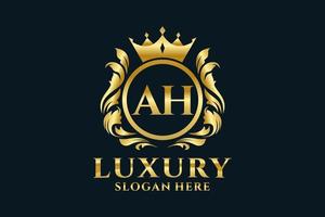 eerste Ah brief Koninklijk luxe logo sjabloon in vector kunst voor luxueus branding projecten en andere vector illustratie.
