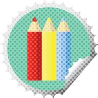 kleur potloden grafisch vector illustratie ronde sticker postzegel