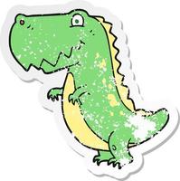 retro noodlijdende sticker van een cartoondinosaurus vector