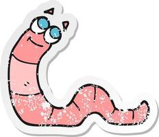 retro noodlijdende sticker van een tekenfilmworm vector