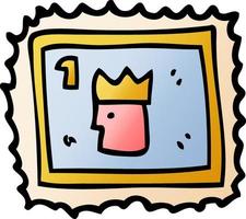 tekenfilm tekening postzegel met Koninklijk gezicht vector