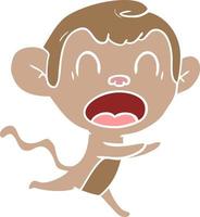 schreeuwende cartoon aap in platte kleurstijl vector