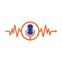 medisch podcast mic logo met hart pols. podcast hartslag lijn logo ontwerp vector sjabloon