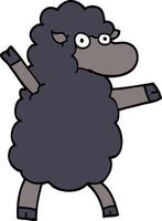 cartoon doodle zwart schaap vector