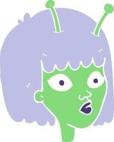 vlak kleur illustratie van een tekenfilm vrouw buitenaards wezen vector