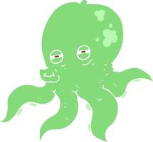 vlak kleur illustratie van een tekenfilm Octopus vector