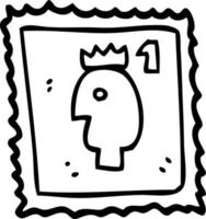 lijn tekening tekenfilm postzegel met Koninklijk hoofd vector