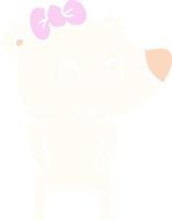 vrouwelijke ijsbeer egale kleur stijl cartoon vector