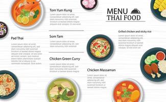 Thais eten menu restaurant vector