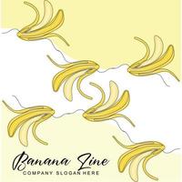banaan logo ontwerp, fruit vector met lijn kunst stijl, Product merk behangpapier illustratie