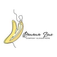 banaan logo ontwerp, fruit vector met lijn kunst stijl, Product merk behangpapier illustratie