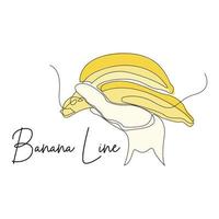 banaan logo ontwerp, fruit vector met lijn kunst stijl, Product merk behangpapier illustratie