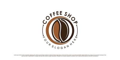 koffie logo ontwerp illustratie met koffie Boon icoon en creatief concept vector