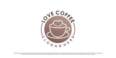 koffie logo ontwerp sjabloon met hart element en kop icoon vector