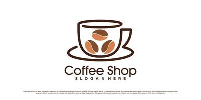 koffie logo ontwerp sjabloon met kop icoon en creatief element concept vector